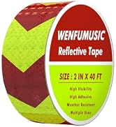 WENFUMUSIC Reflective Tape Outdoor Waterproof, 2" x 40 FT Red & Fluorescent Green, High-Adhesive ...