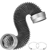 5FT Dryer Vent Hose 4 Inch, 6-Layer Heavy Duty Aluminum Flexible Dryer Duct with Rubber Seal Conn...