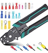 smseace Green Wire Crimping tool Wire crimper,stripper and cutterfor insulated/Bare/Heat Shrink c...
