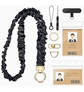 Scrunchie Lanyard for ID Badges, Retractable Teacher Lanyards Stretchy Lanyards for Keys Neck Lan...