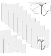nabreeli Adhesive Hooks for Hanging 12 Pack: Heavy Duty Wall Hook 304 Stainless Steel Self Adhesi...