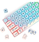 surmen Cute Round MOA Profile Keycaps, 141-Keys Thicked PBT 75% Keycaps Dye-Sublimation for Cherr...