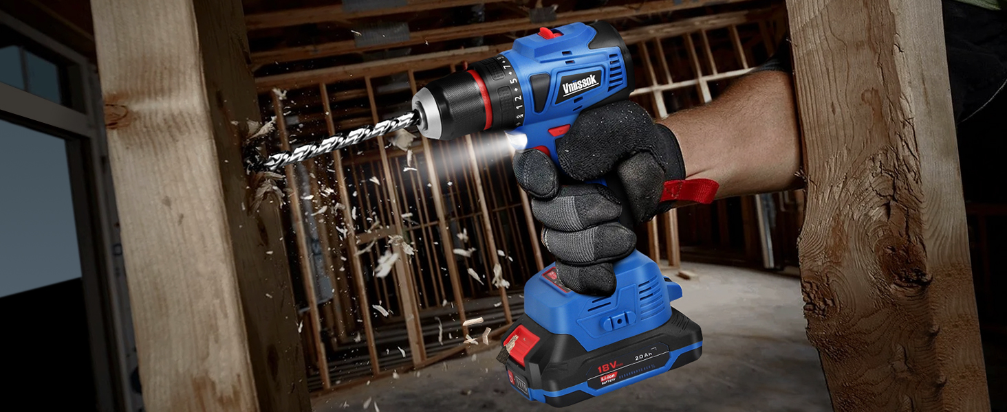 Tool Box Set: Cordless 18V Power Drill Tool Kit with Battery, Electric Drill Driver for Men