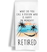HSIASHENG Funny Retirement Gifts Kitchen Towels, Retirement Gift for Women Men Dish Tea Towels, R...