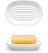 Aenfaiy Ceramic Soap Dish for Bath Sink- Modern White Bar Soap Holder for Shower - Easy to Clean ...