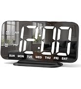 JALL Slim LED Digital Alarm Clock, Mirror Surface for Makeup, with Diming, Large Display, Easy Se...