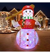 OurWarm 6FT Christmas Inflatables Outdoor Decorations, Inflatable Baseball Snowman Blow Up Yard D...