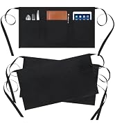 BOHARERS 3 Pack Server Aprons With 3 Pockets, Oil & Waterproof Waitress Waiter Short Half Waist A...