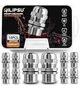 QILIPSU 10pcs 1/2" NPT 304 Stainless Steel Cable Gland Long Thread Waterproof IP68 Metal Strain R...