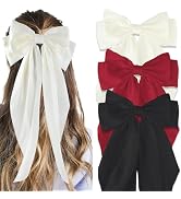 Canitor Hair Bows for Women Silky Satin Hair Ribbon Hair Barrettes Clip Oversized Long Tail Hair ...