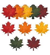 JarThenaAMCS 50Pcs Fall Maple Leaves Cutouts 5 Solid Colors Cardboard Cut-Outs Autumn Maple Leave...