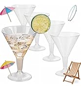 Liacere 24 Pack Clear Plastic Martini Glasses - 6.25oz Disposable Cocktail Glasses - Plastic Marg...