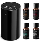 Waterless Essential Oil Diffuser Starter Kit with 4x10mL Hotel Scent Fragrance Oils, Rechargeable...