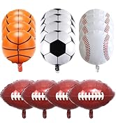 Sports Foil Balloon Set, 16PCS Baseball Balloons Soccer Balloons Basketball Balloons Football Bal...