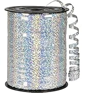OMISELIO Silver Curling Ribbon, 500 Yard Shiny Metallic Silver - Curly, Thin 3/16" for Gift Wrapp...