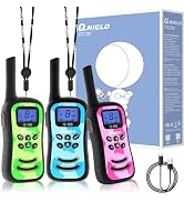 Qniglo Kids Walkie Talkies Rechargeable with USB Charger, 3 Pack Walkie Talkies for 3-12 Years Ol...