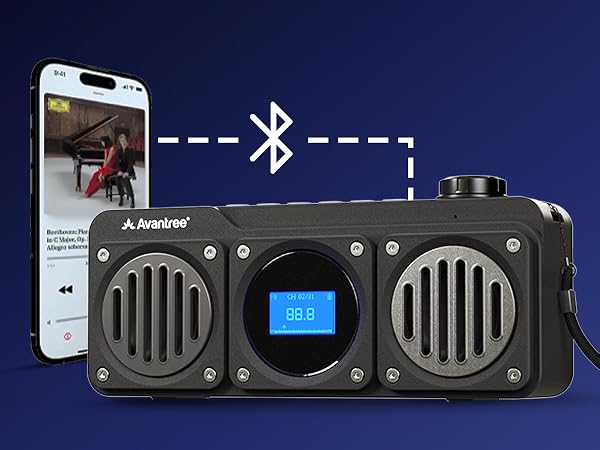 Avantree Boombyte playing bluetooth audio from cell phone.