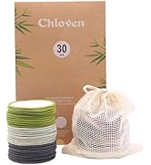 Chloven 30 Pack Reusable Makeup Remover Pads - Bamboo Reusable Cotton Rounds for Toner, Washable ...
