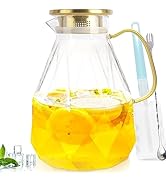 Yirilan Glass Pitcher, 3 Liter Water Pitcher With Lid, Iced Tea Pitcher for Fridge, Glass Water C...