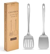 ChefBee 2PCS Metal Spatula Set - Stainless Steel Spatula Solid & Slotted Turner Flipper for Kitch...