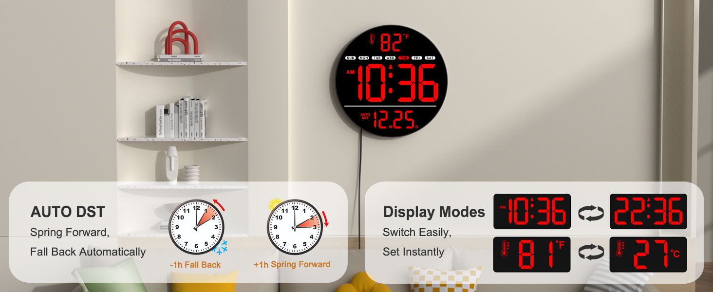 led wall clock with AUTO DST