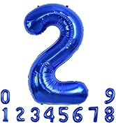 TONIFUL 40 Inch Navy Blue Number 2 Balloon Foil Mylar Large Size Dark Blue Digital Two Balloon fo...