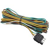 Ruibapa 25 Foot 4 Wire 4-Flat Trailer Light Wiring Harness Extension Kit with 18 Gauge White Grou...