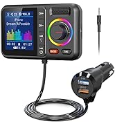 Nulaxy Bluetooth FM Transmitter for Car, Wireless Car Bluetooth V5.0 Adapter with Big Color Scree...