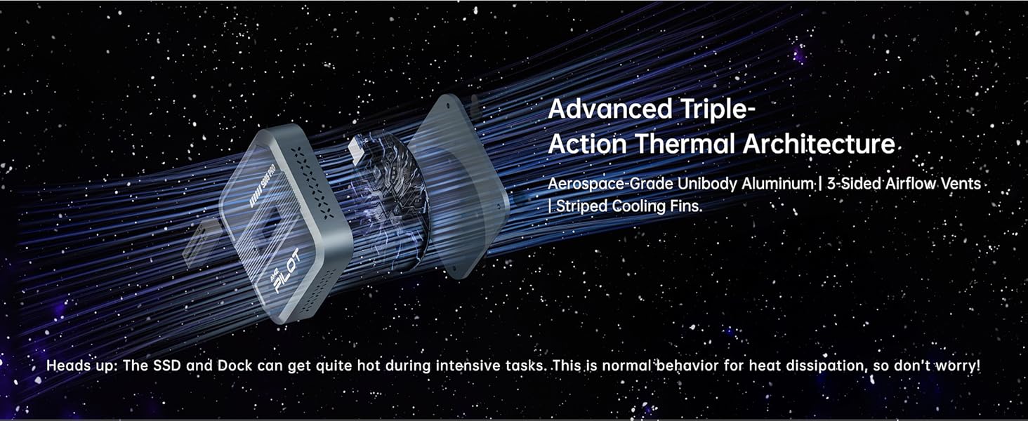 3-sided hollow aluminum cooling design of the nvme reader to prevent overheating