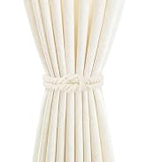 HOMEBROS Magnetic Curtain Tiebacks, Boho Curtain Holdbacks, Beige, 2 Pcs | Adjustable and Decorat...