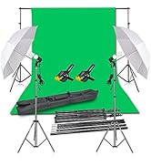 EMART Photography Backdrop Continuous Umbrella Studio Lighting Kit, Muslin Chromakey Green Screen...