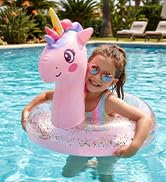 HeySplash Pool Floats Kids, Inflatable Swimming Ring Swim Tube Floaties, Summer Water Fun Beach P...