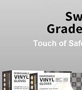 SWIFTLITE Disposable Vinyl Gloves, 100-Count Food Safe Gloves, Latex-Free Powder-Free Black Plast...