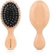 URTHEONE Mini Boar Bristle Hair Brush Small Travel Pocket brush for Women | Natural Wooden Detang...