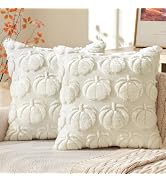 MIULEE Fall Pillow Covers Pumpkin Fall Decor 18x18 Cream White | Set of 2 Fall Decorations for Ho...