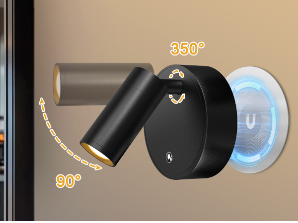 A mini wall lamp with adjustable light direction