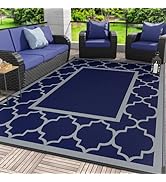 GENIMO Outdoor Rug 5' x 8' Patio Waterproof, Foldable Reversible Plastic Straw Area Rugs Mat for ...