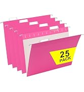 VZCPYTPM Pink Hanging File Folders,25 Packs Letter Size File Folder,Designed for Bulky Files,Fili...