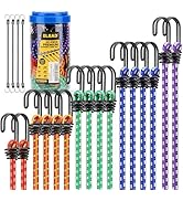 Bungee Cords Heavy Duty Outdoor: 20 Pcs Premium Rubber Bungee Cords with Hooks in a Storage Jar I...