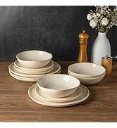 AmorArc Ceramic Dinnerware Sets,Handmade Reactive Glaze Stoneware Plates and Bowls Sets,Highly Sc...