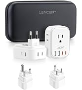 LENCENT Type C and Type D M Universal Travel Adapter Kit with 4 Outlets 4 USB Ports(2 USB C), Int...