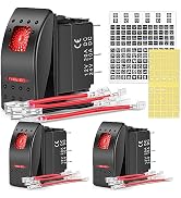Nilight 3 Pack Rocker Switches with Night Glow Stickers 5 PIN SPST Rocker Switches with Red Backl...