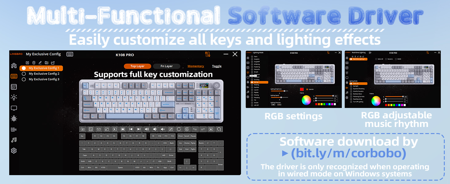 Software driver Full Size Hot-swappable Mechanical Keyboard