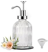 SheeChung Clear Glass Soap Dispenser, 12 Oz Liquid Hand Soap Dispenser with Pump, Refillable Loti...