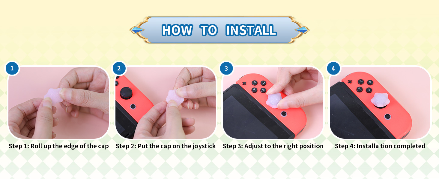 Cute Switch Joycon Thumb Grips Caps, Kawaii 3D Thumbstick Button Joystick Cover