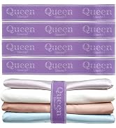 Siaomo Bed Sheet Organizer Bands, Sheet Set Storage Size Marking Bands, Elastic Bedding Sheet Str...