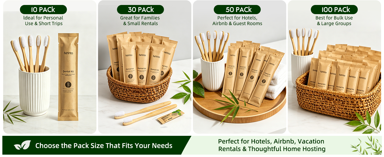 Bamboo Toothbrushes Kit Bulk
