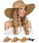 Senker Fashion Sun Hats for Women, Wide Brim Floppy Beach Straw Hat for Summer Travel Vacation Fo...