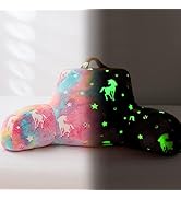 Holawakaka Glow in The Dark Unicorn Reading Pillow for Sitting up in Bed Sofa Kids Teens, Luminou...