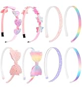 CAVETEE Headband for Girls, 8 PCS Sparkly Cute Toddler Headband Glitter Hair Bands Non Slip Bow H...